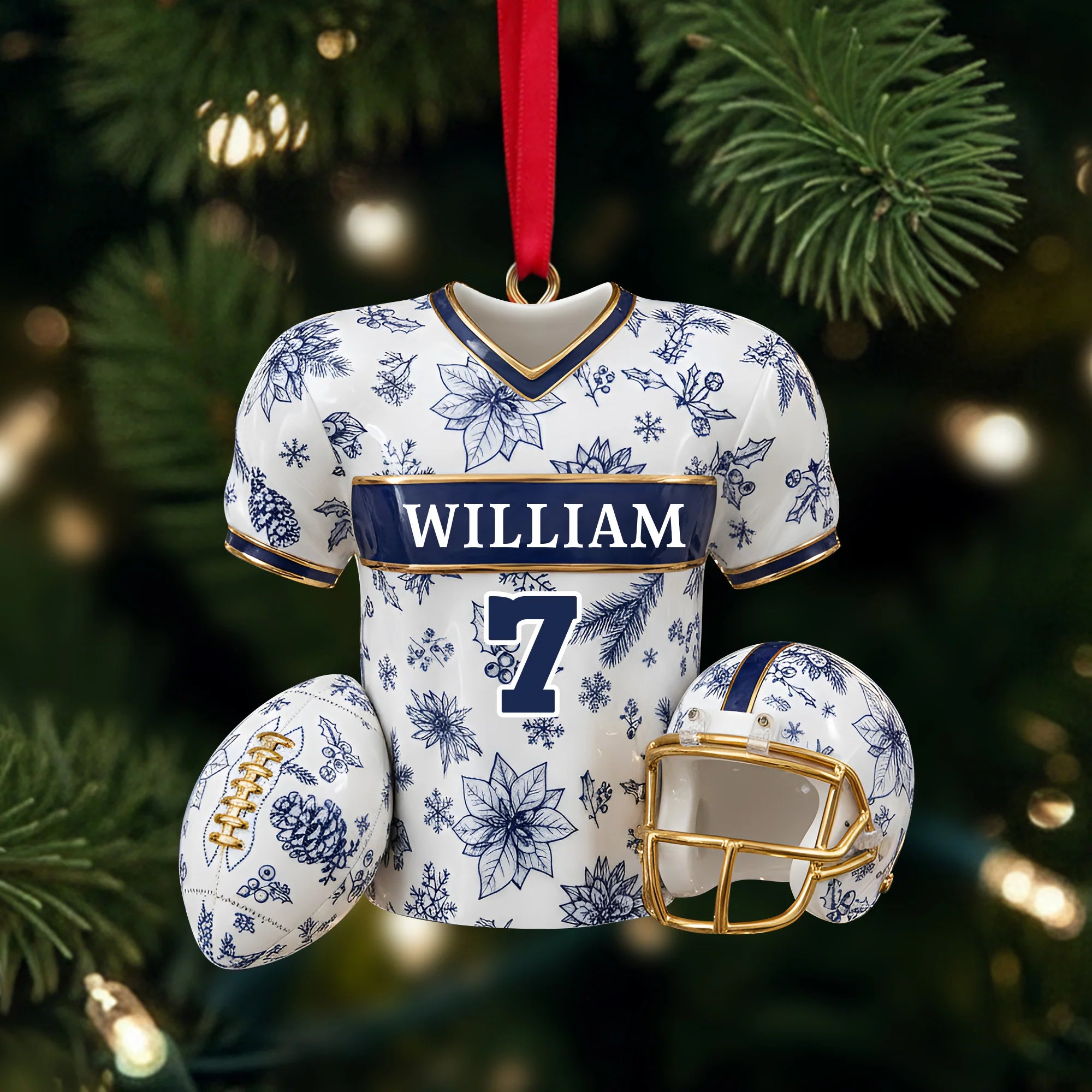 Personalized Christmas Jersey Ornament – Custom Name & Number Acrylic Holiday Decoration