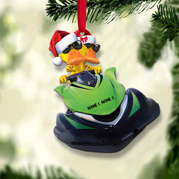 Jet Ski Yellow Ducks - Personalized Christmas Ornament - Gift for Skiers