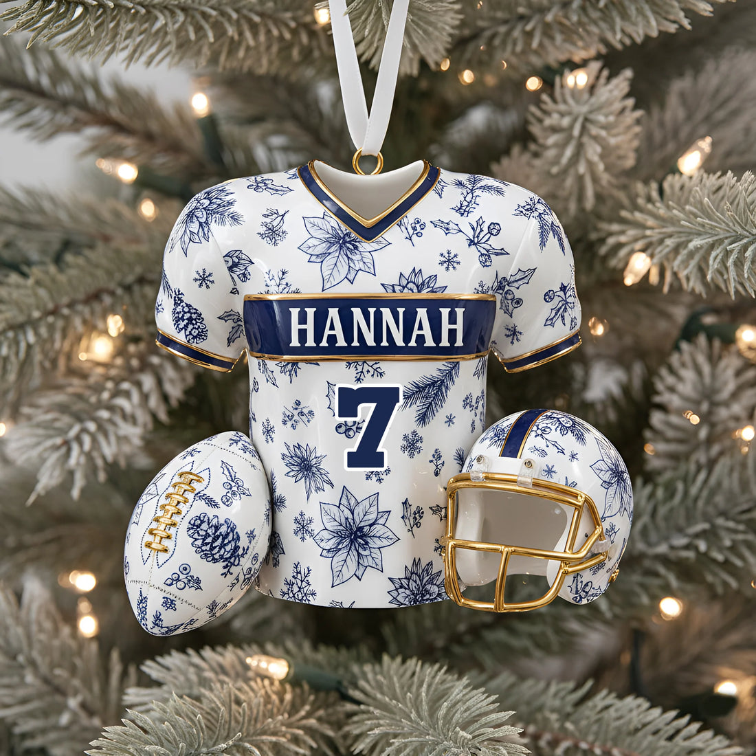 Personalized Christmas Jersey Ornament – Custom Name & Number Acrylic Holiday Decoration