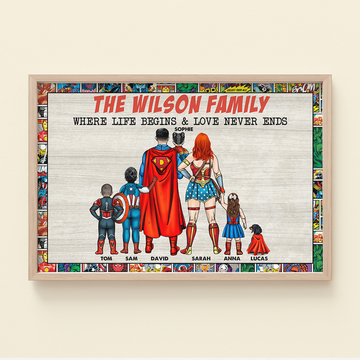 Family Where Love Never Ends Personalized Canvas Print, Gift For Families