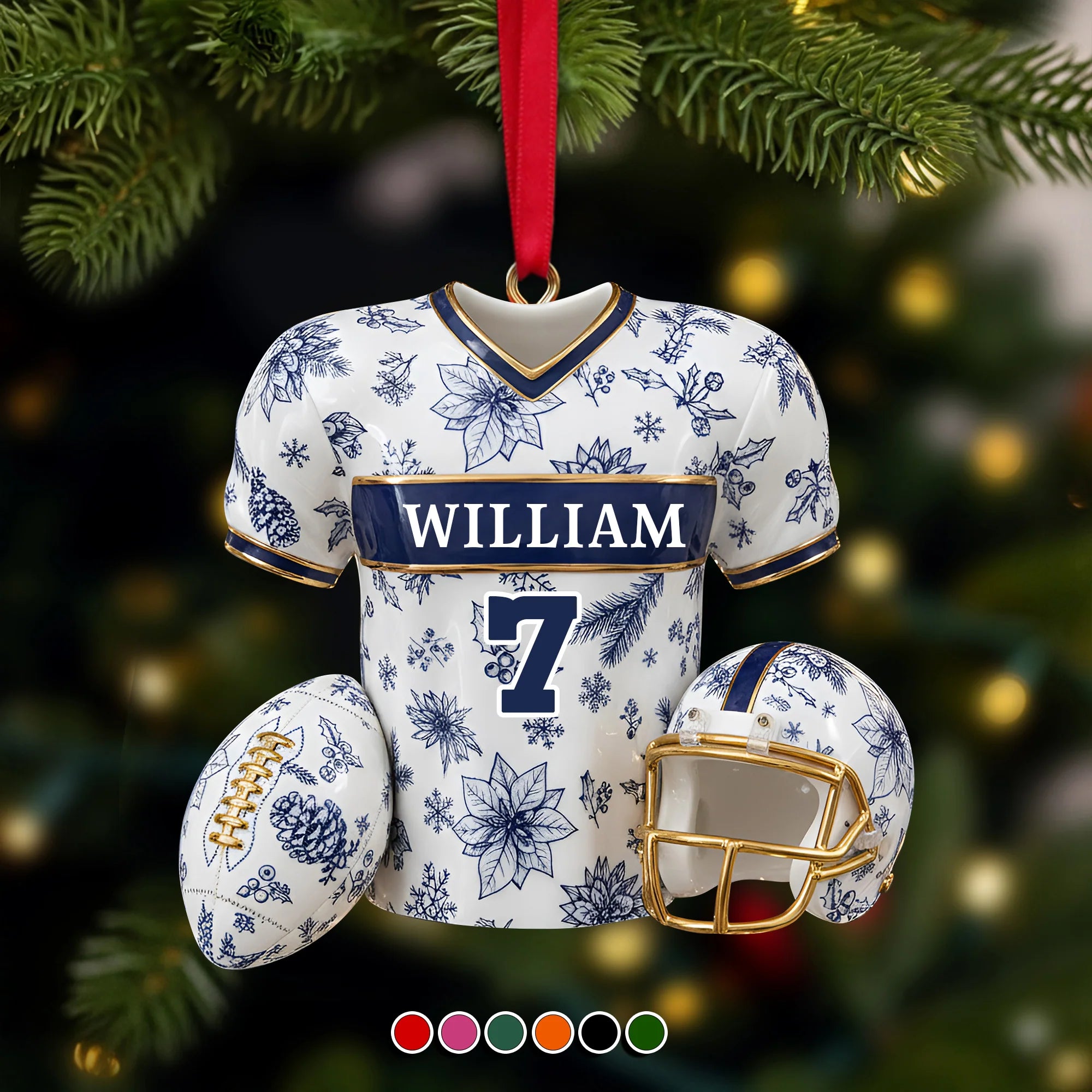 Personalized Christmas Jersey Ornament – Custom Name & Number Acrylic Holiday Decoration