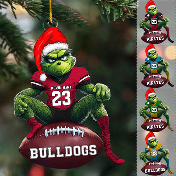 Funny Christmas Football Ornament for Sports Fans – Custom Name Acrylic Ornament