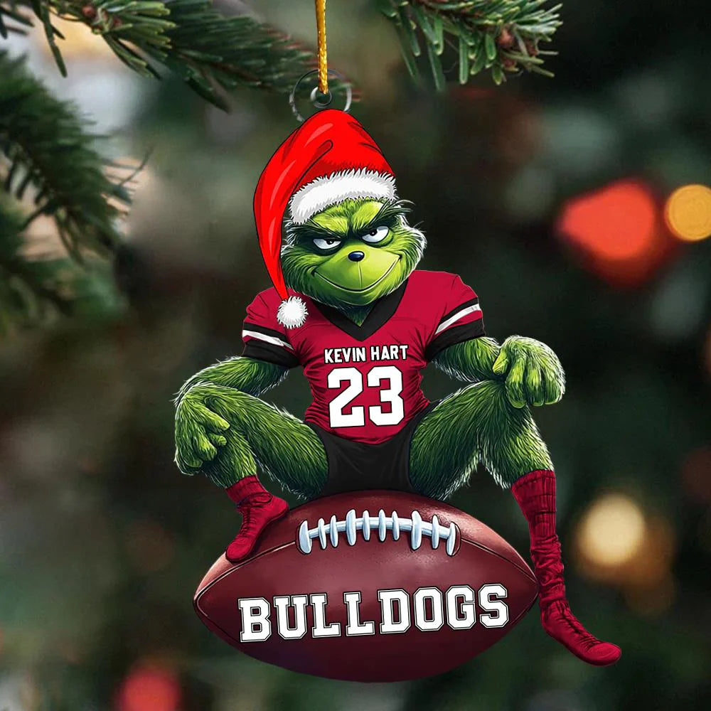 Funny Christmas Football Ornament for Sports Fans – Custom Name Acrylic Ornament