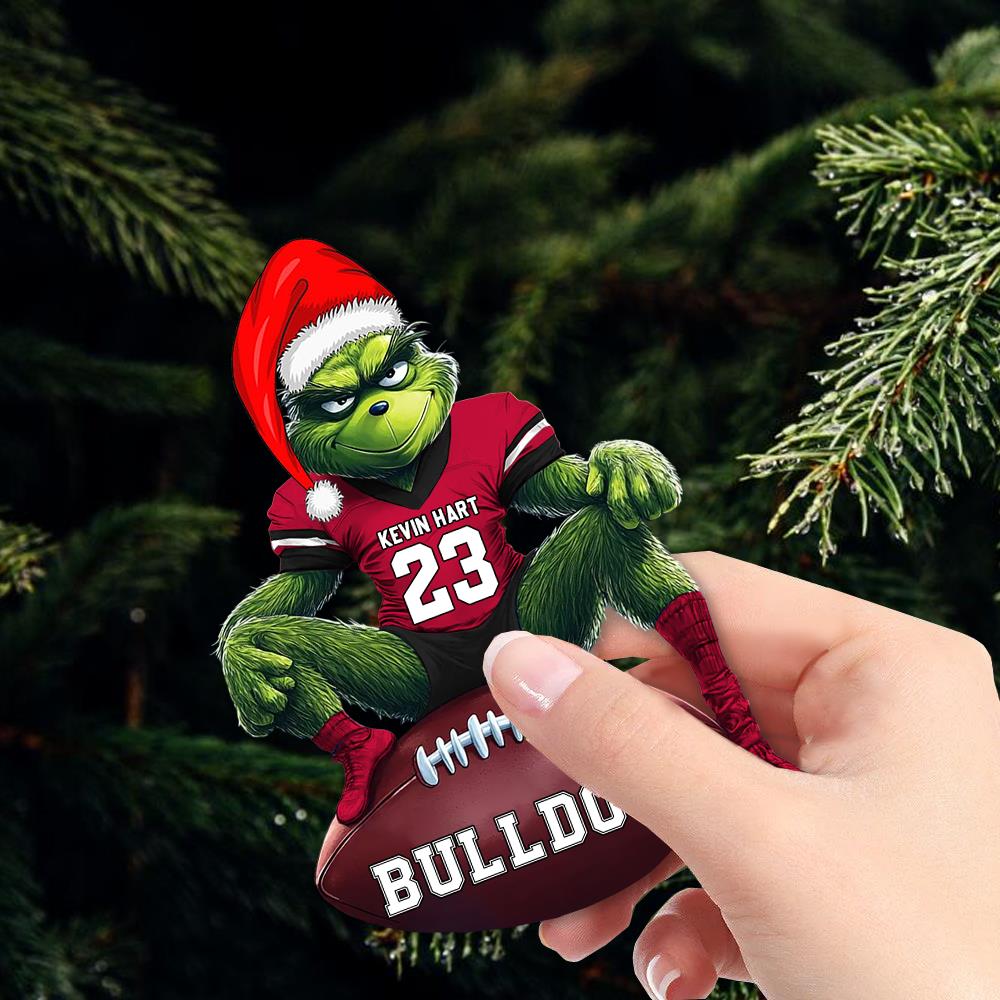 Funny Christmas Football Ornament for Sports Fans – Custom Name Acrylic Ornament
