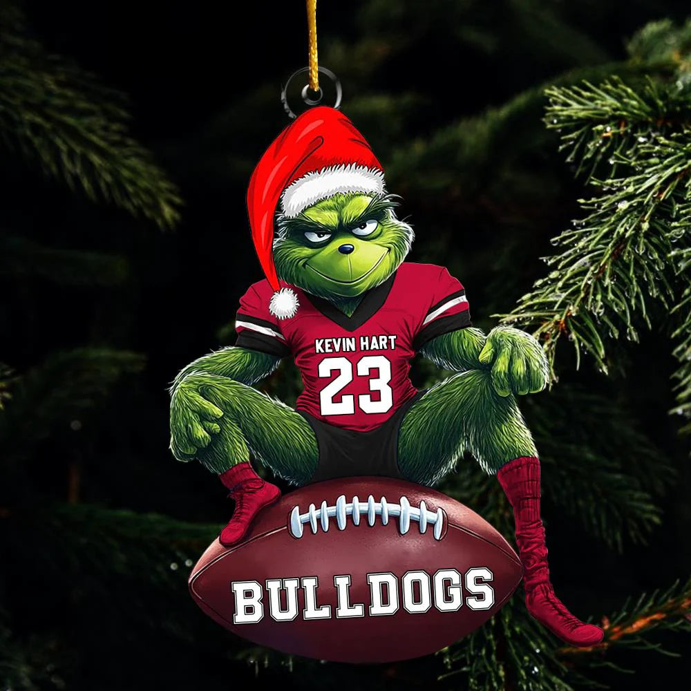 Funny Christmas Football Ornament for Sports Fans – Custom Name Acrylic Ornament