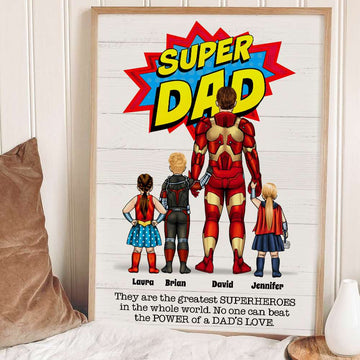 Personalized Gifts For Dad Canvas Poster No One Can Beat Super Dad Father's Day Gifts