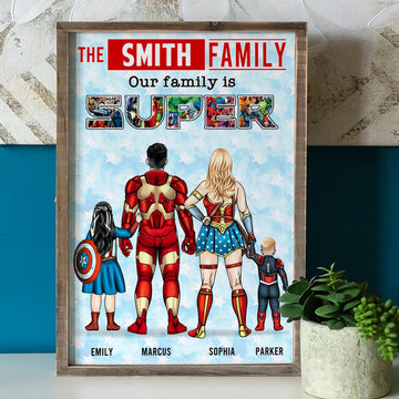 Our Family Is Super - Personalized Canvas Poster - Gifts For Father, Mother