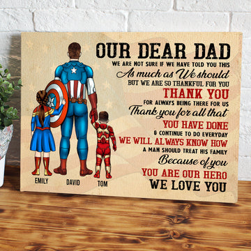 Our Dear Super Dad, We Love You - Personalized Canvas Poster Print - Gift For Dad