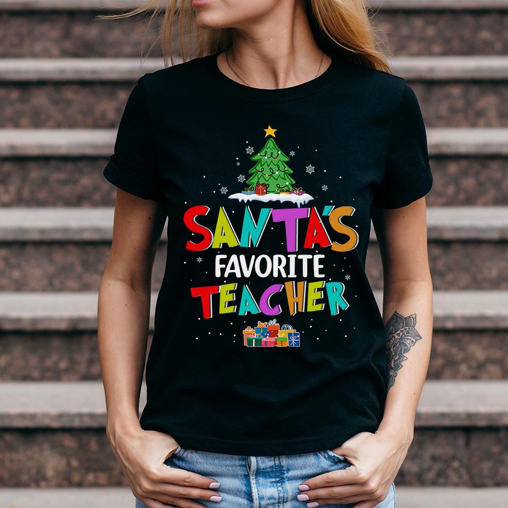 PresentsPrints, Santas Favorite Teacher - Teacher Christmas T-Shirt
