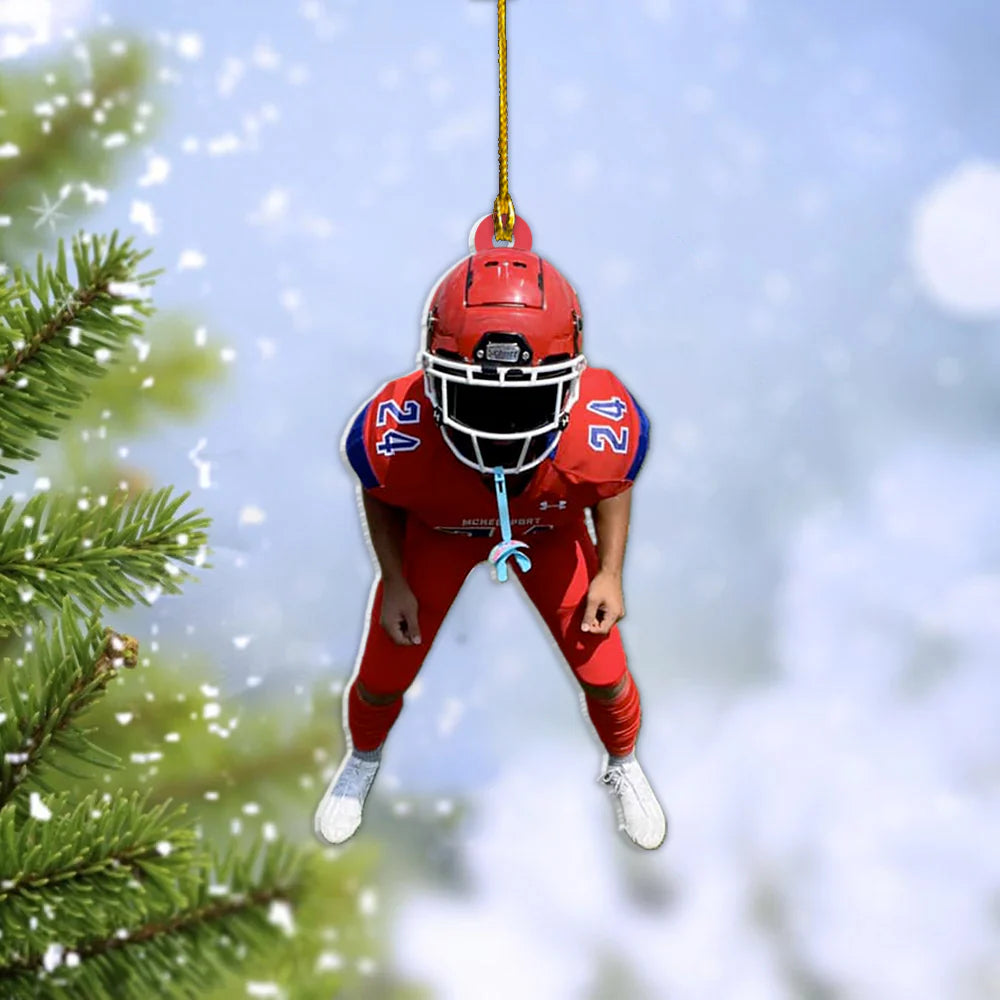 Personalized Football Player Ornament with Custom Photo – Unique Gift for Football Lovers