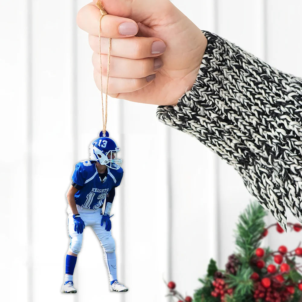 Personalized Football Player Ornament with Custom Photo – Unique Gift for Football Lovers