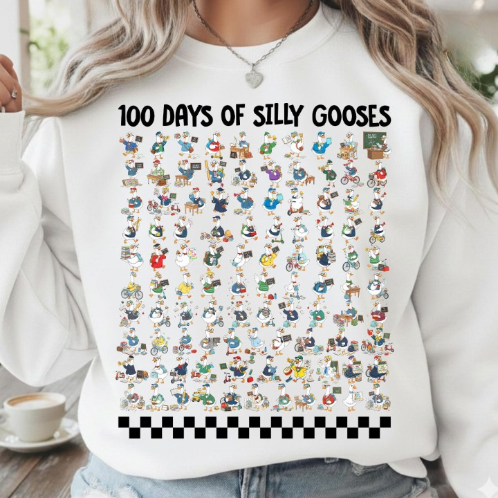 100 Days Of Silly Gooses, Funny 100th Day Of School , Gift For Teacher , Goose Lover , 100 Days Of School Ducks