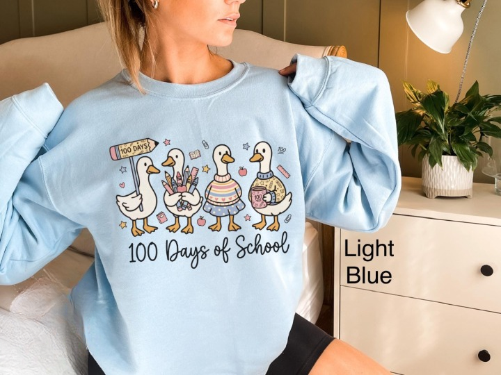 Goose 100 Days Of School Sweatshirt Teacher Shirt 100th Day of School Goose Top Teacher Gift 100th Day Of School Celebration Shirt