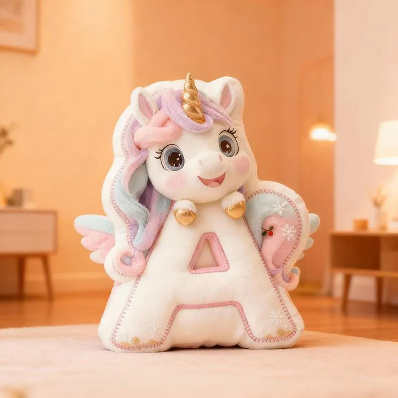Personalized Letter-Shaped Unicorn Pillow Christmas Gift for Baby