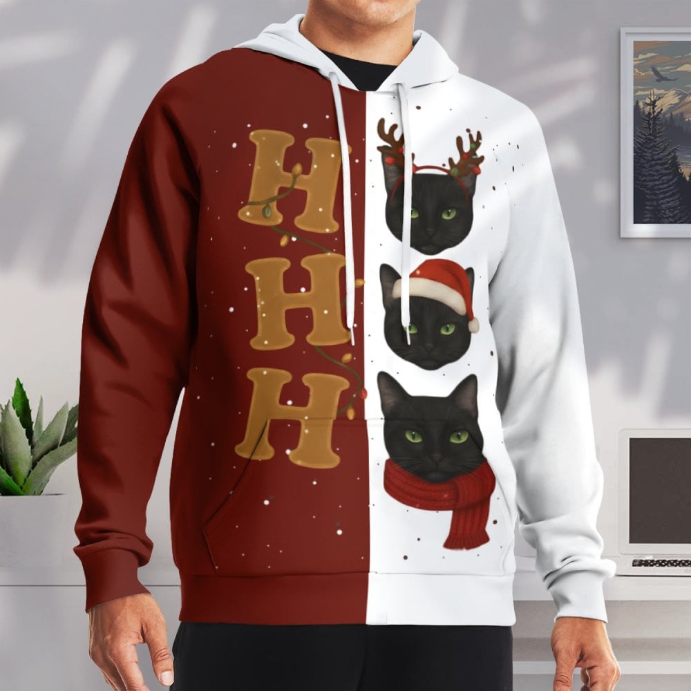 Christmas Black Cat All Over Print 3D Hoodie