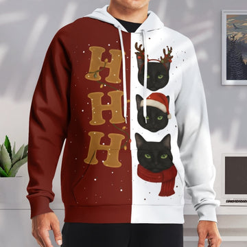 Christmas Black Cat All Over Print 3D Hoodie