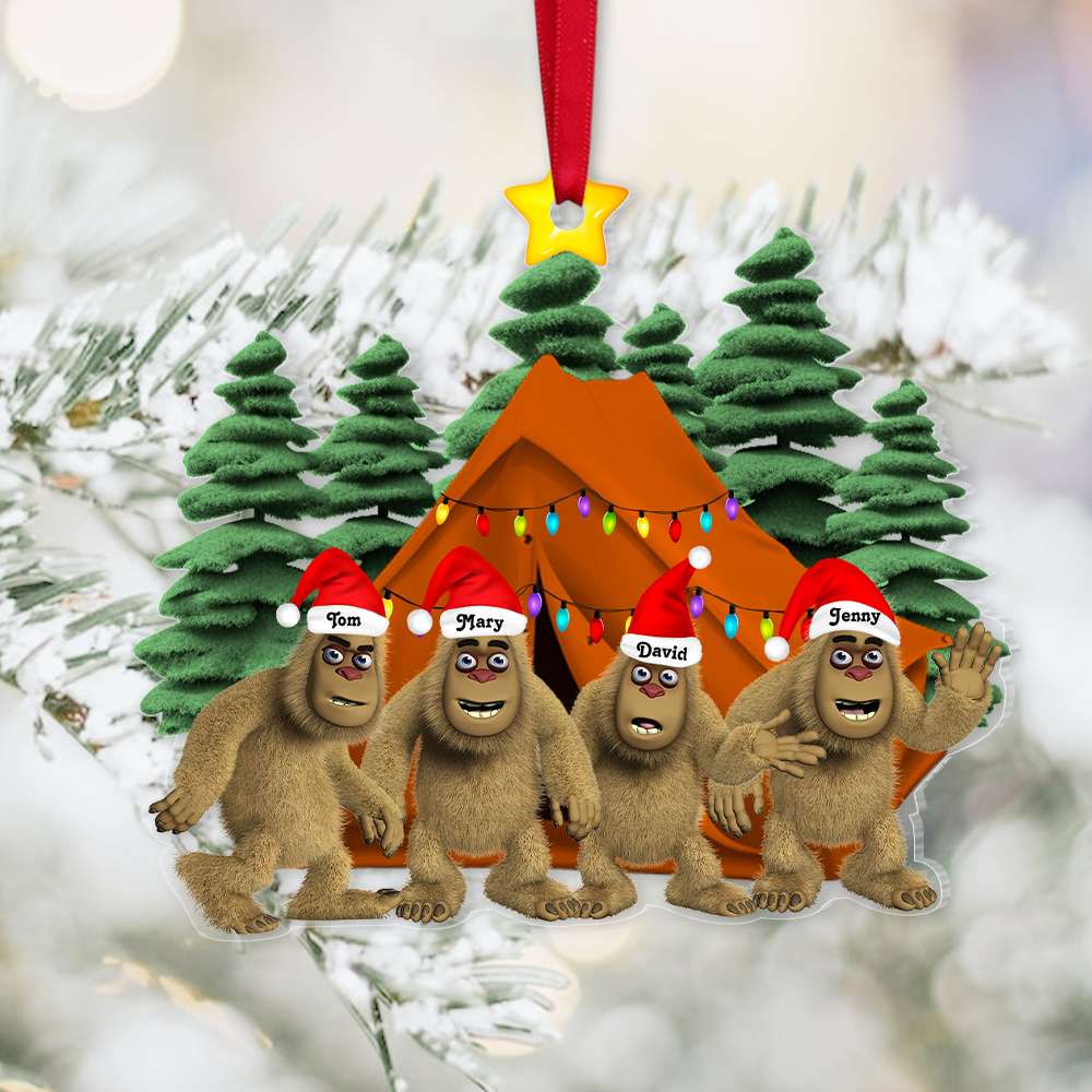 Bigfoot Family Christmas Ornament - Personalized Gifts For Camping Family
