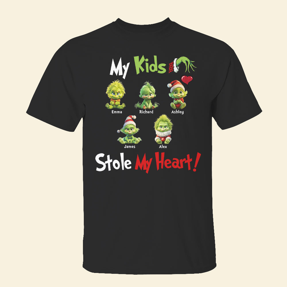 My Grandkids Stole My Heart, Gift For Parents, Personalized Shirt, Green Kids Shirt, Christmas Gift 05HTHN311023
