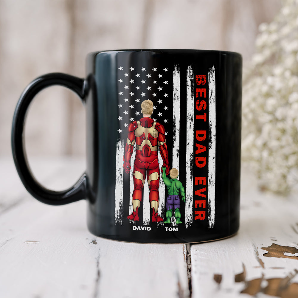 Best Dad Ever & American Flag - Personalized Father's Day Gifts For Dad Shirt