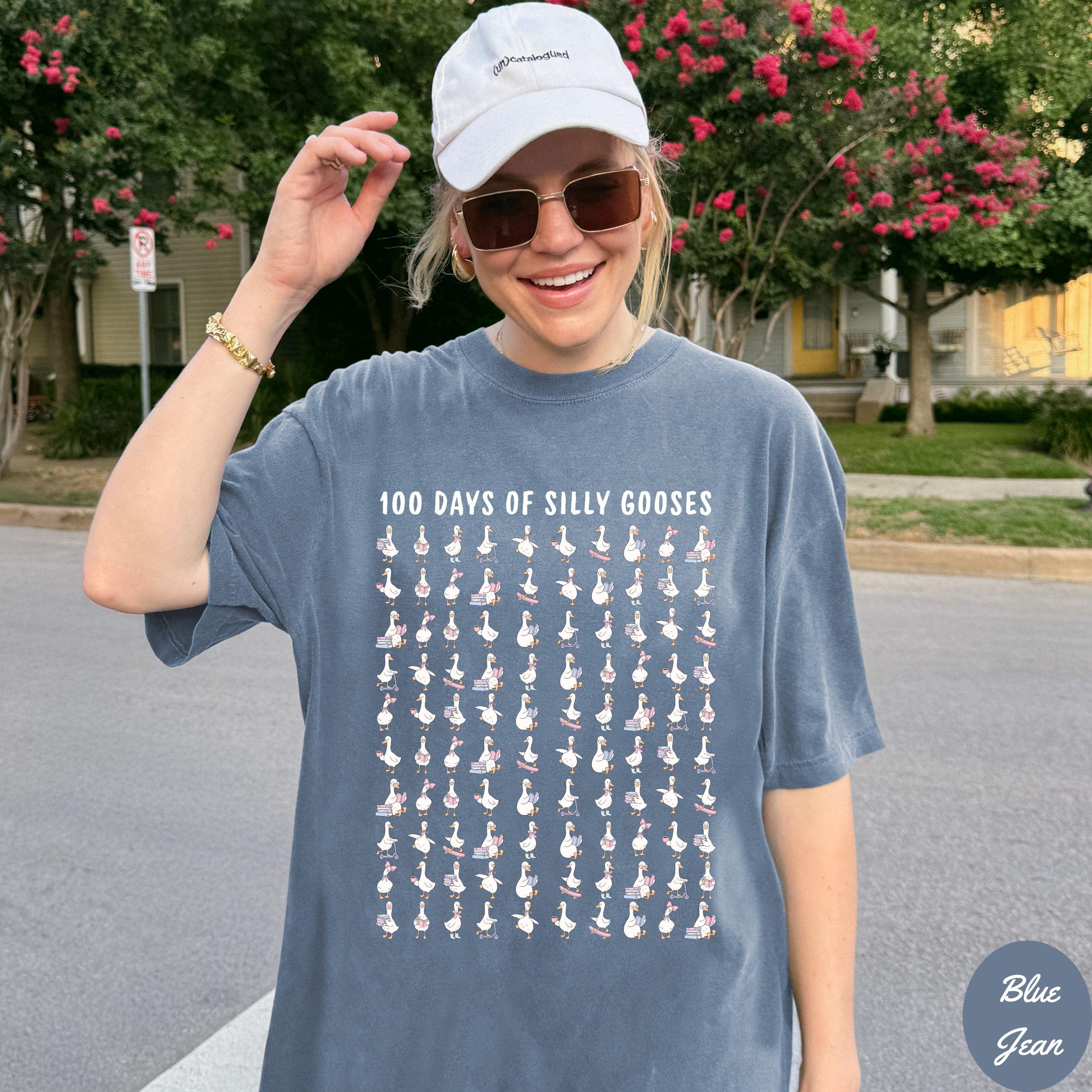 Funny 100th Day of School Shirt, Comfort Colors 100 Days of Silly Gooses Shirt, Gift for Teacher Goose Lover Tee