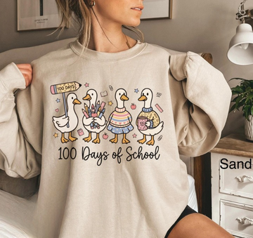 Goose 100 Days Of School Sweatshirt Teacher Shirt 100th Day of School Goose Top Teacher Gift 100th Day Of School Celebration Shirt