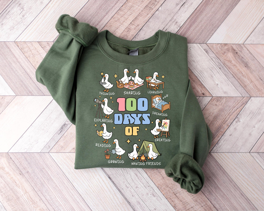 100 Days Of Being A Silly Goose Sweatshirt, 100th Day School Celebration Tee, 100 School Goose Shirt, Cute 100 Days School