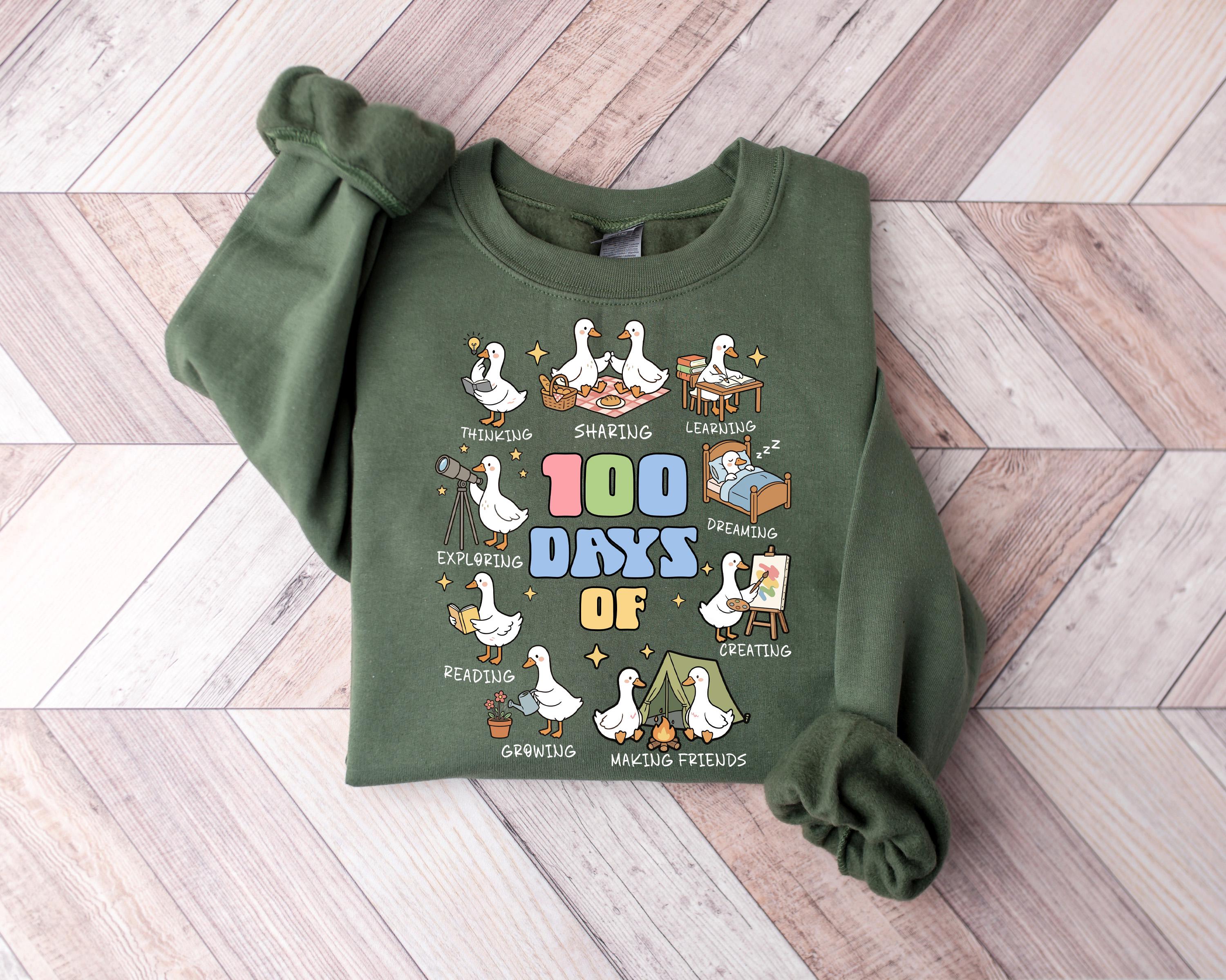 100 Days Of Being A Silly Goose Sweatshirt, 100th Day School Celebration Tee, 100 School Goose Shirt, Cute 100 Days School