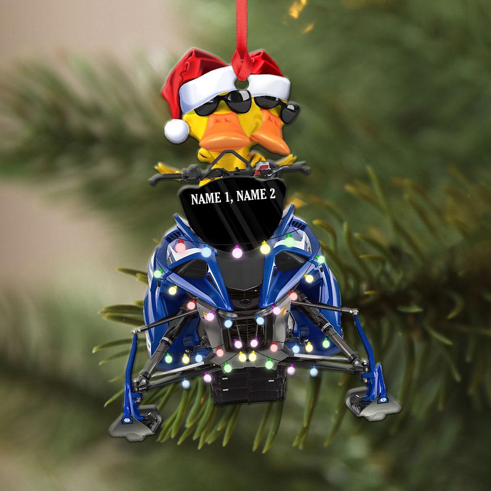 Snowmobiling Duck  - Personalized Christmas Ornament - Christmas Gift For Snowmobile Lovers