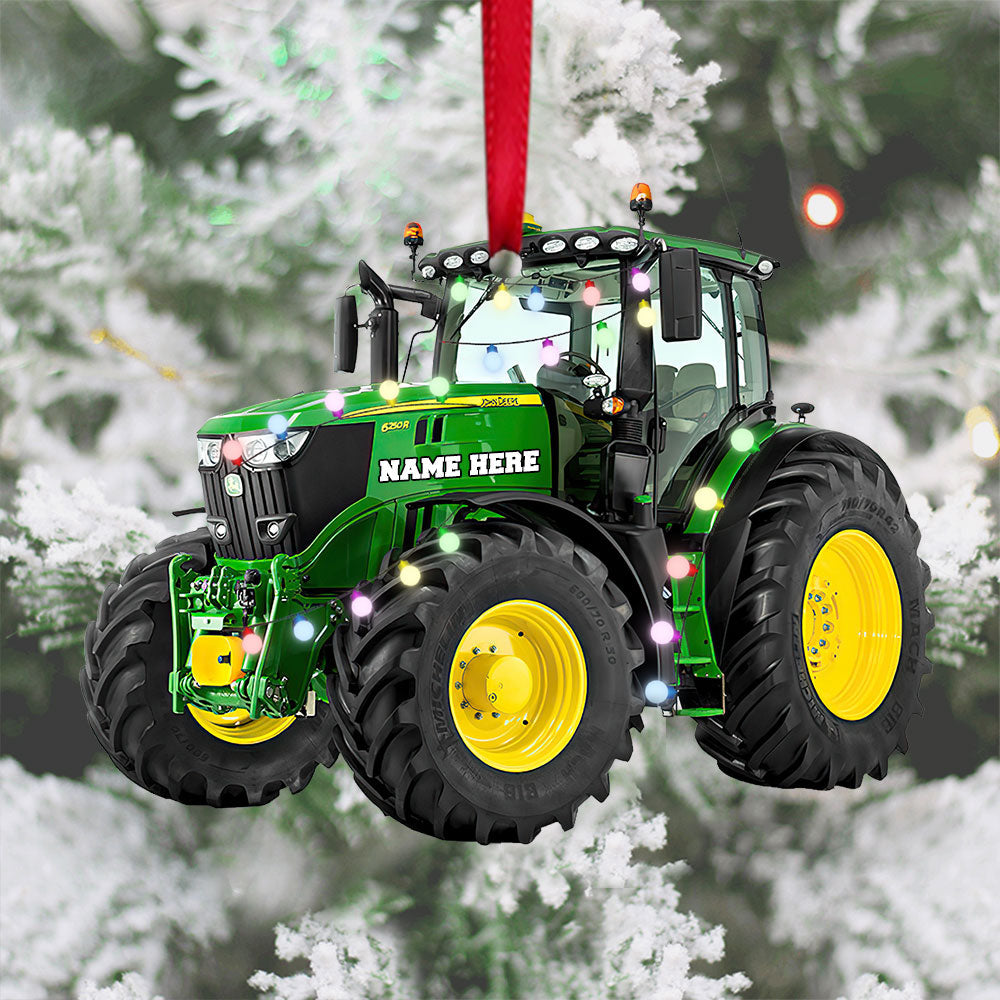 Custom Name Gifts For Farmer Ornament Green Tractor With Christmas Light 4ntlh0210