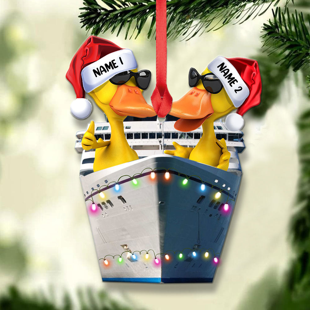 Cruising Duck Couple - Personalized Christmas Ornament - Christmas Gift For Couple