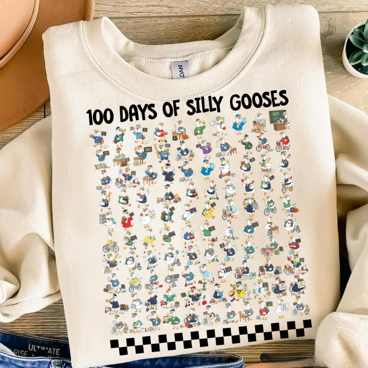 100 Days Of Silly Gooses, Funny 100th Day Of School , Gift For Teacher , Goose Lover , 100 Days Of School Ducks