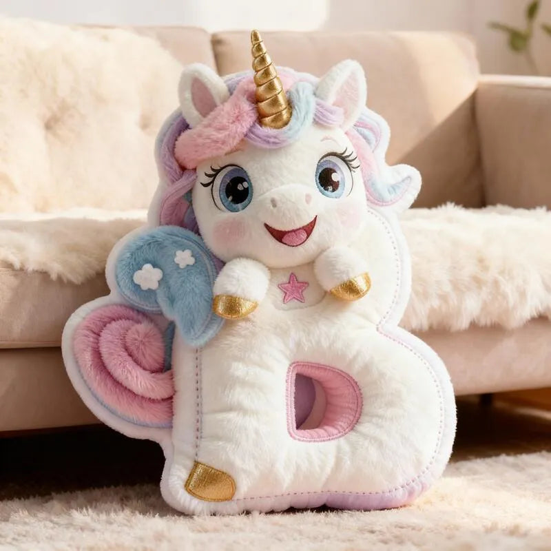 Personalized Letter-Shaped Unicorn Pillow Christmas Gift for Baby