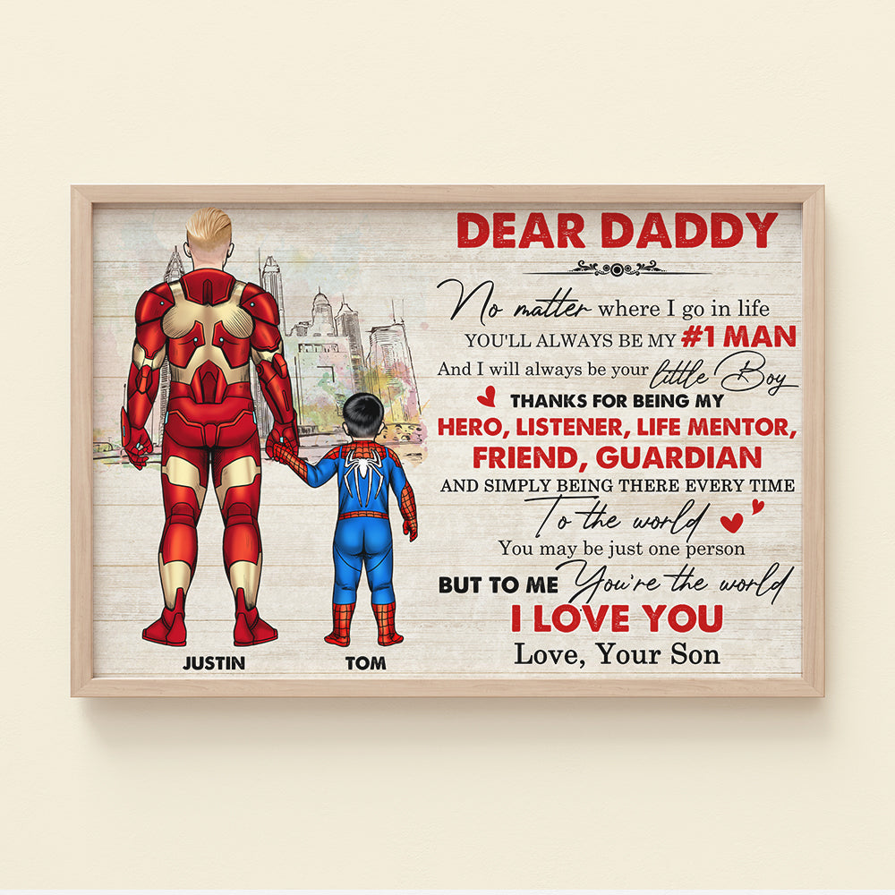 Dear Daddy/Mommy, To Me You Are The World - Personalized Canvas Print - Mother's Day, Father's Day Gift