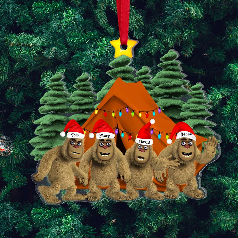 Bigfoot Family Christmas Ornament - Personalized Gifts For Camping Family