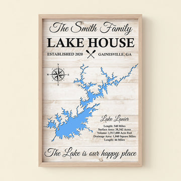 The Lake Is Our Happy Place Personalized Lake House Family Canvas Print Gift For Family