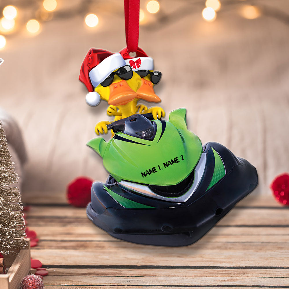 Jet Ski Yellow Ducks - Personalized Christmas Ornament - Gift for Skiers