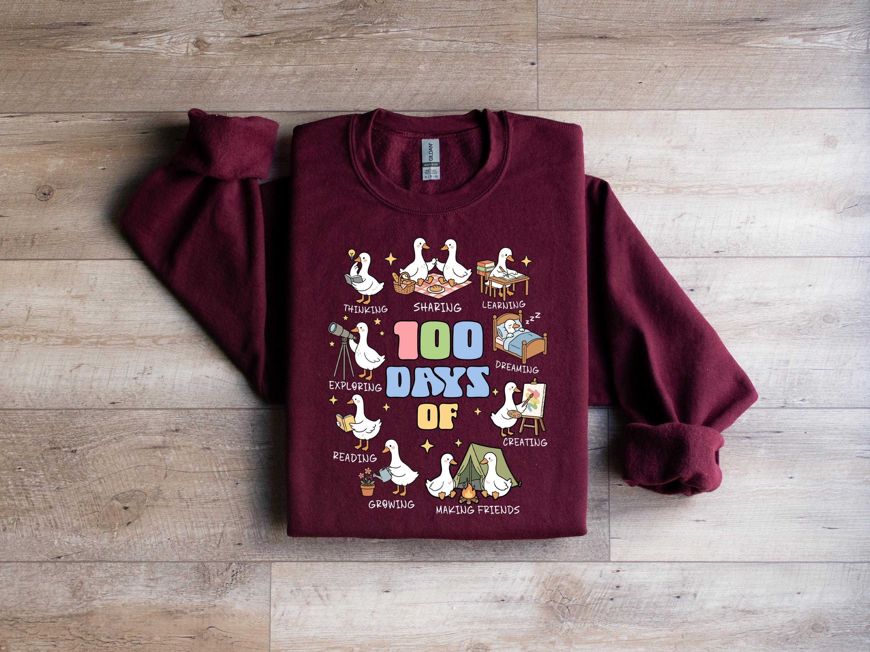 100 Days Of Being A Silly Goose Sweatshirt, 100th Day School Celebration Tee, 100 School Goose Shirt, Cute 100 Days School
