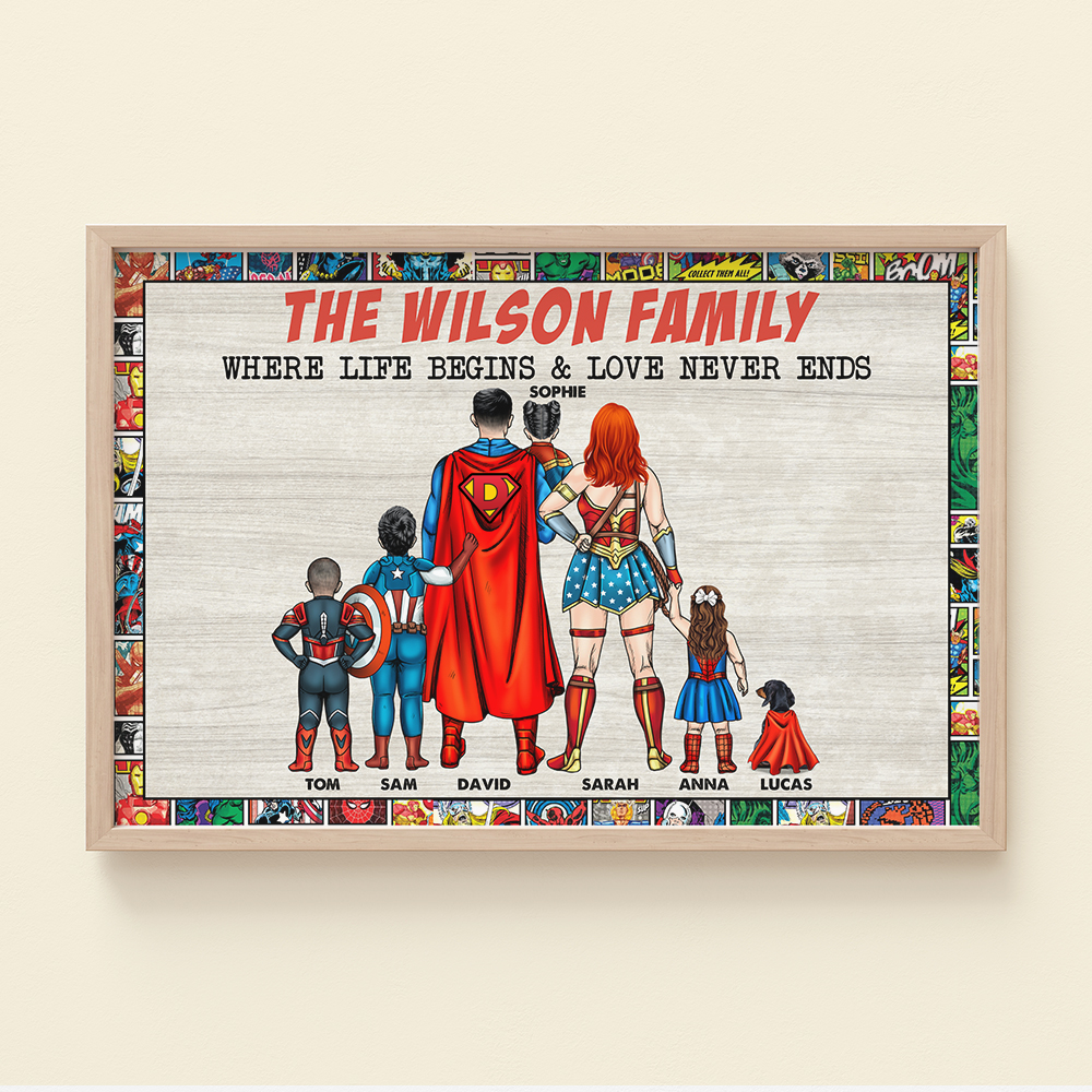 Family Where Love Never Ends Personalized   Canvas Print, Gift For Families
