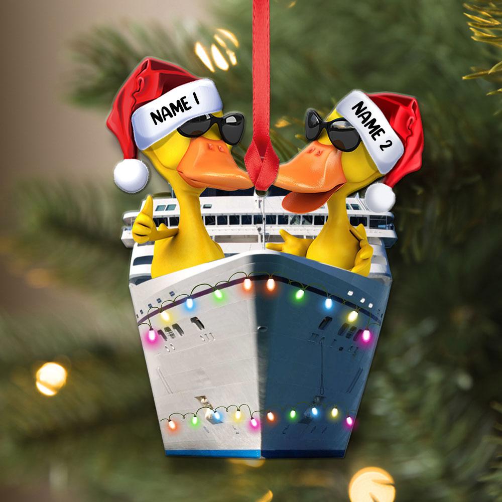 Cruising Couple Ducks -  Personalized Christmas Ornament - Gifts for Cruising Lovers, Couple