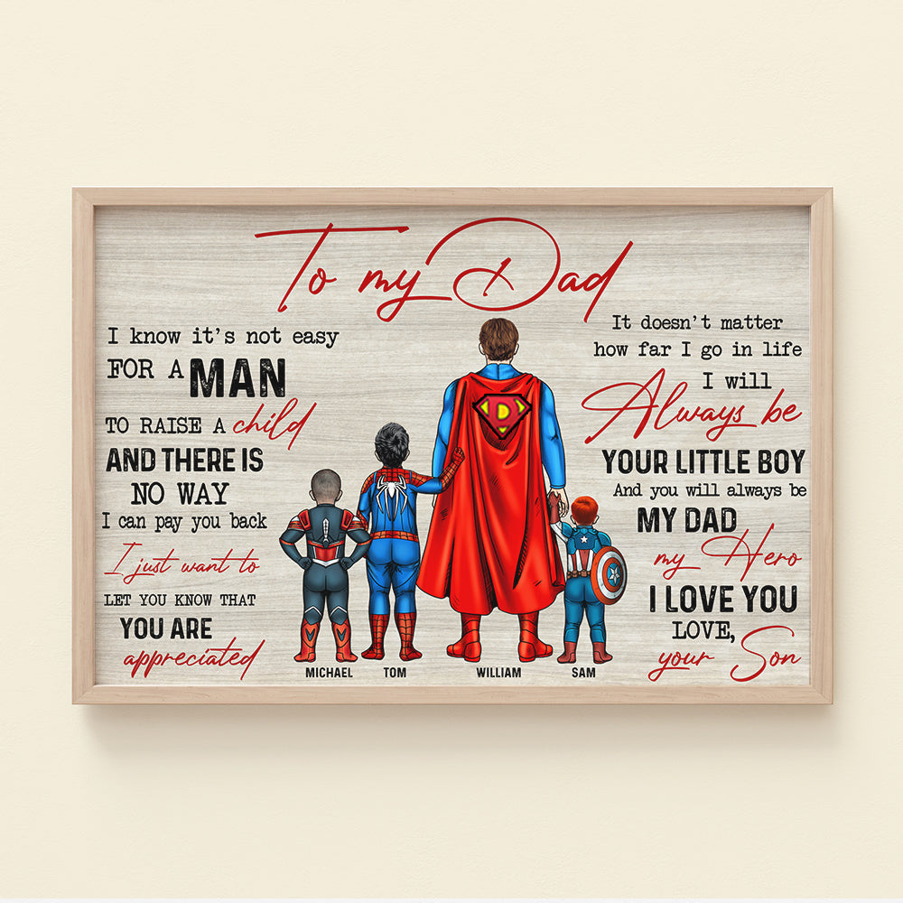 To My Hero Dad, Always Be My Hero Personalized Father Canvas, Gift For Dad