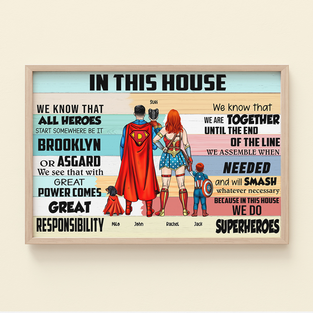 In This Super House, We Do - Personalized Canvas Print Up to 5 Kids and Dogs