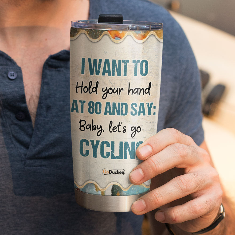 Personalized Cycling Couple Tumbler - Baby, At 80 and Say: Baby Let's Go Cycling