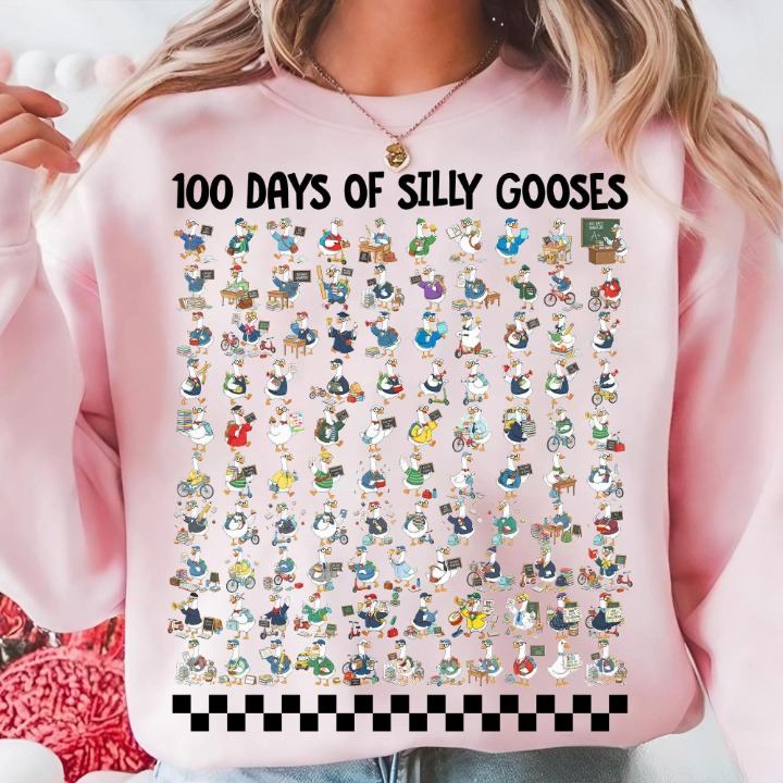 100 Days Of Silly Gooses, Funny 100th Day Of School , Gift For Teacher , Goose Lover , 100 Days Of School Ducks