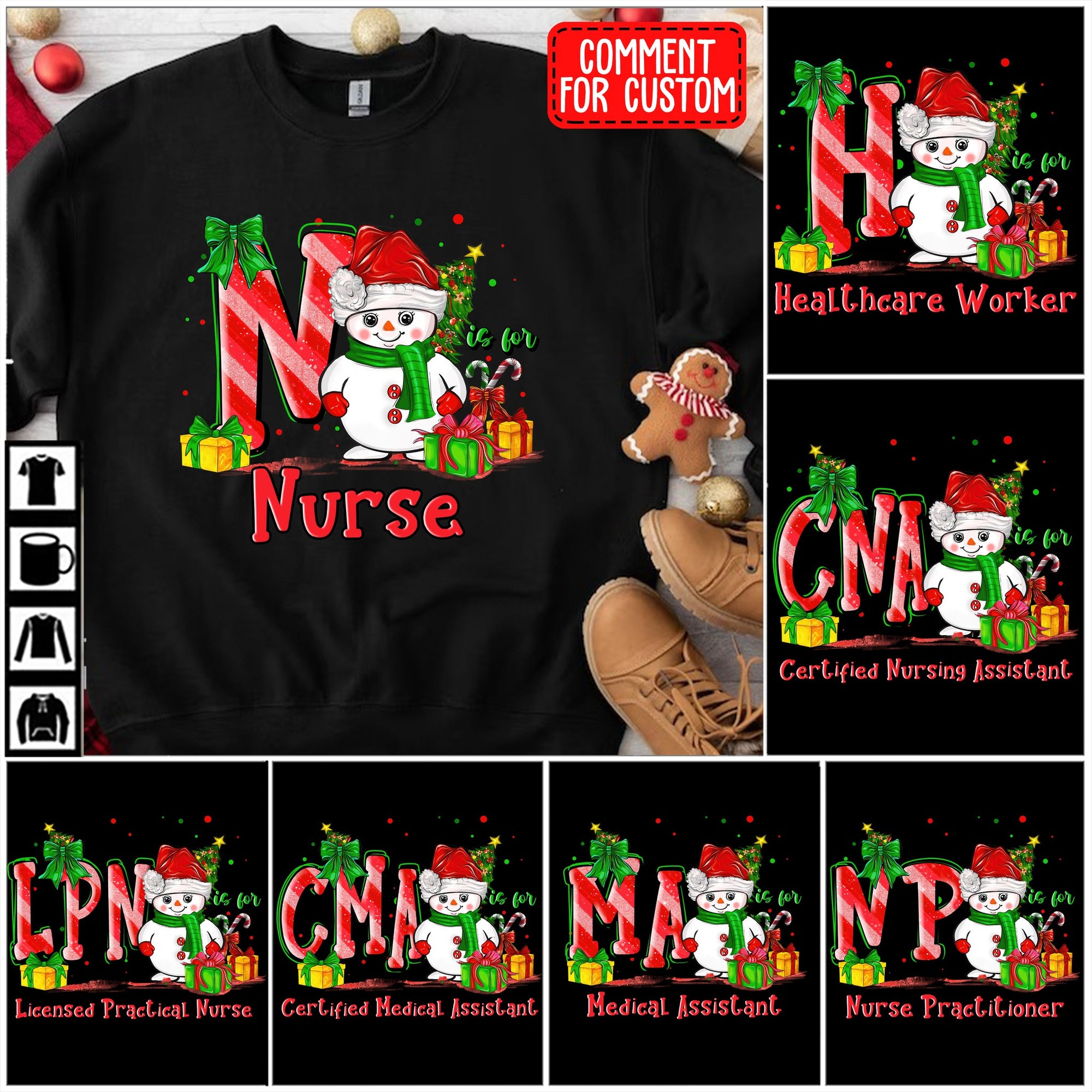PresentsPrints, Personalize Your Festive Nurse Cheer – Custom Christmas Sweatshirts