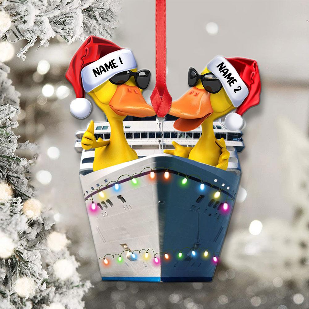Cruising Couple Ducks -  Personalized Christmas Ornament - Gifts for Cruising Lovers, Couple