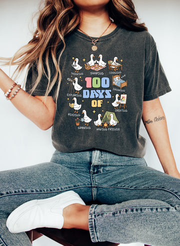 100 Days Of Being A Silly Goose Sweatshirt, 100th Day School Celebration Tee, 100 School Goose Shirt, Cute 100 Days School