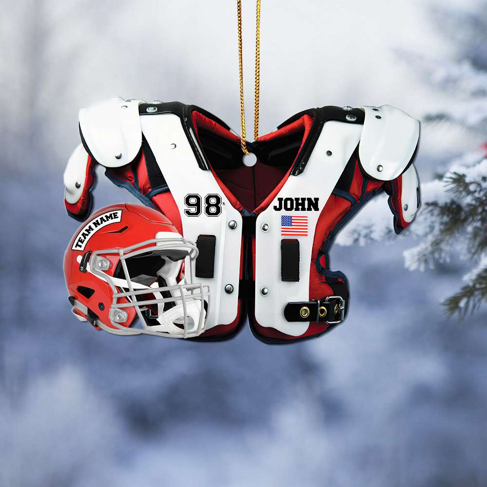 Personalized Gifts For Football Player Christmas Ornament 06bhhn2110 USA Shoulder Pads and Helmet