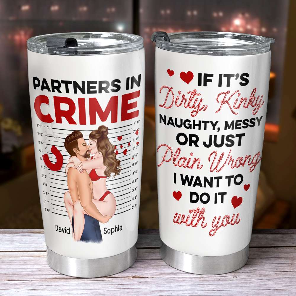 Sexy Partners In Crime, Dirty Kinky Naughty - Personalized Coffee Mug - Funny Gift For Couple