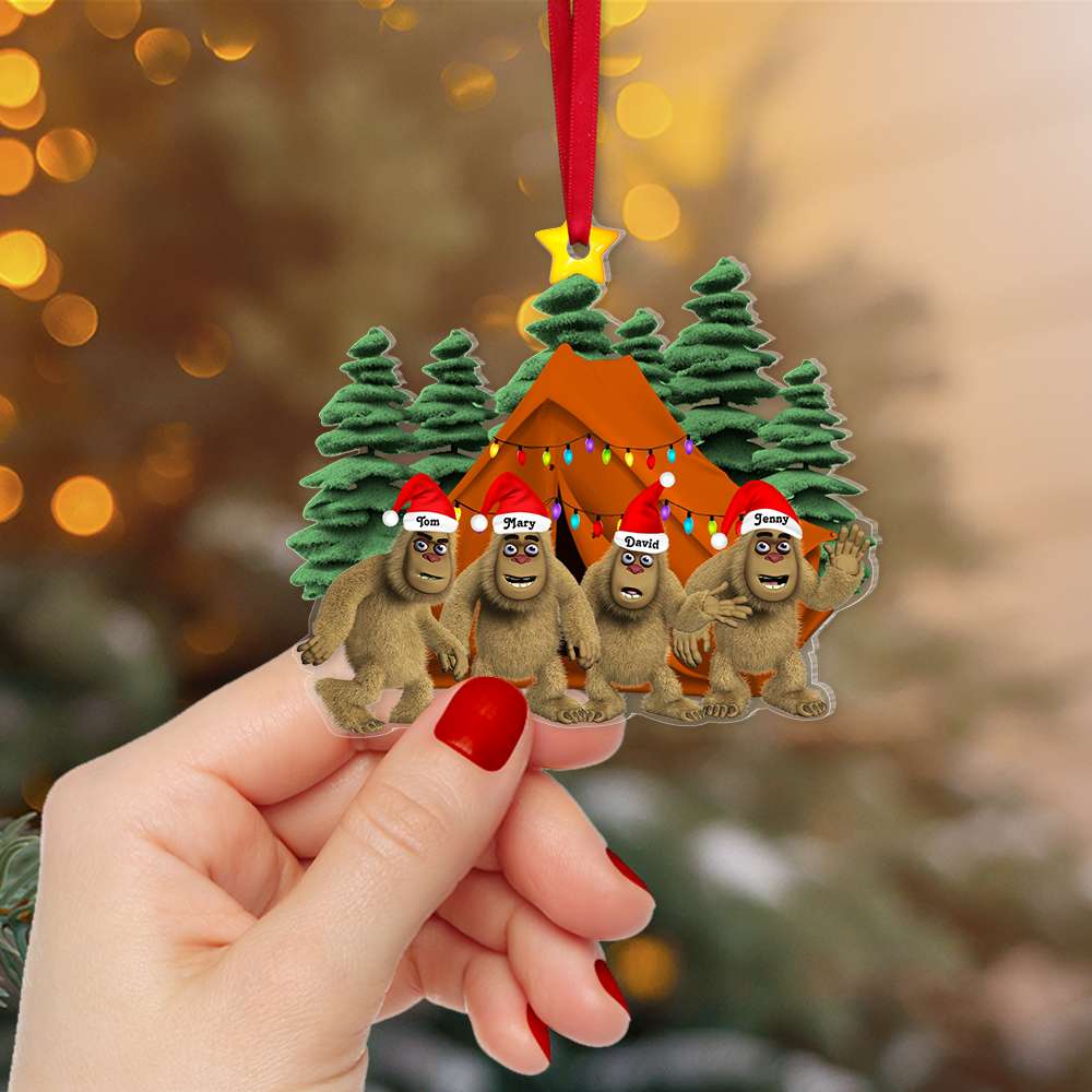 Bigfoot Family Christmas Ornament - Personalized Gifts For Camping Family