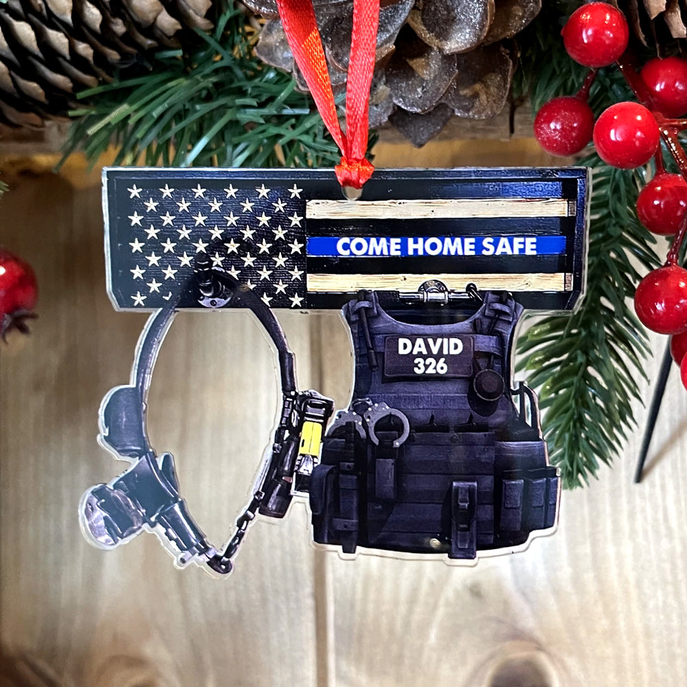 Come Home Safe, Police's Uniform - Personalized Christmas Ornament - Christmas Gift For Police Officer